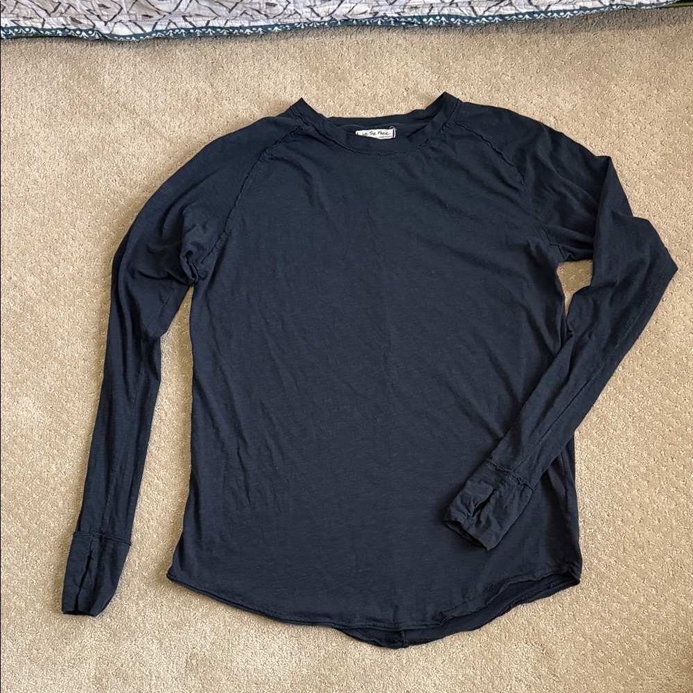 We The Free Charcoal Long Sleeve Top, Size M